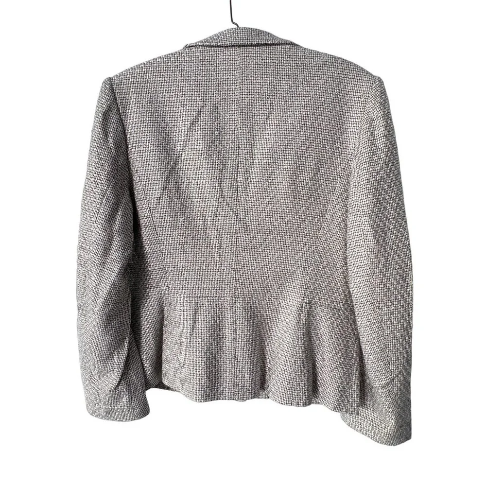 Talbots Tweed Blazer Jacket Womens 10 Black Ivory Rayon Blend Career Office
